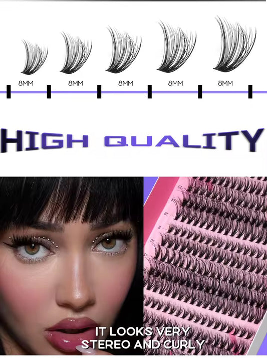 GROINNEYA DIY Lash Extension Kit Individual Lashes Cluster Mix Eyelashes Full Set Lashes Kit with Lash Bond and Seal At Home