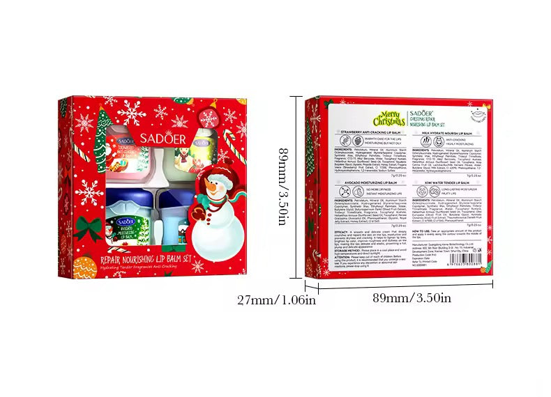 Christmas Gift Box,Lip Balm 4PCS/box Lip Makeup Set,