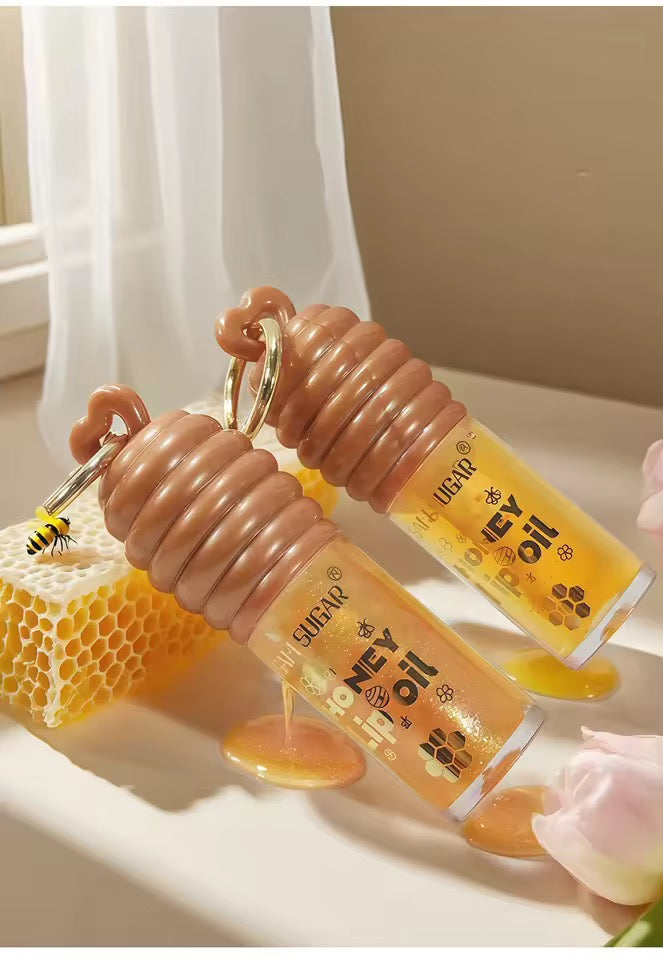 1 pcs SAM SUGAR  Honey Essence Lip Oil Long-Lasting Moisture, Reduces Lip Lines Transparent Hydrating Lip Gloss