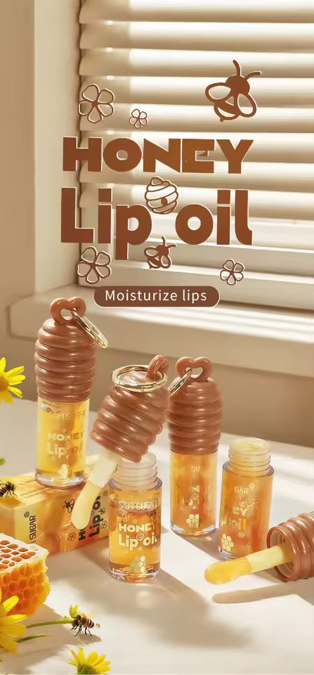 1 pcs SAM SUGAR  Honey Essence Lip Oil Long-Lasting Moisture, Reduces Lip Lines Transparent Hydrating Lip Gloss