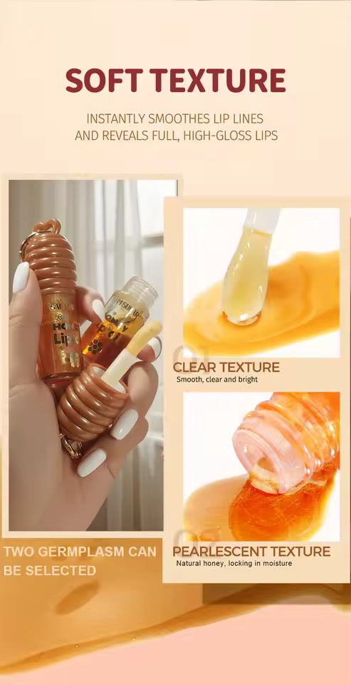 1 pcs SAM SUGAR  Honey Essence Lip Oil Long-Lasting Moisture, Reduces Lip Lines Transparent Hydrating Lip Gloss