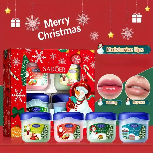 Christmas Gift Box,Lip Balm 4PCS/box Lip Makeup Set,