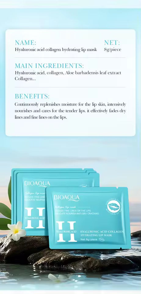 5pcs BIOAQUA Hyaluronic Acid Crystal Collagen Lip Mask Moisturizing Plump Lips Gel Masks Hydrating Lip Plumper Lips Skin Care