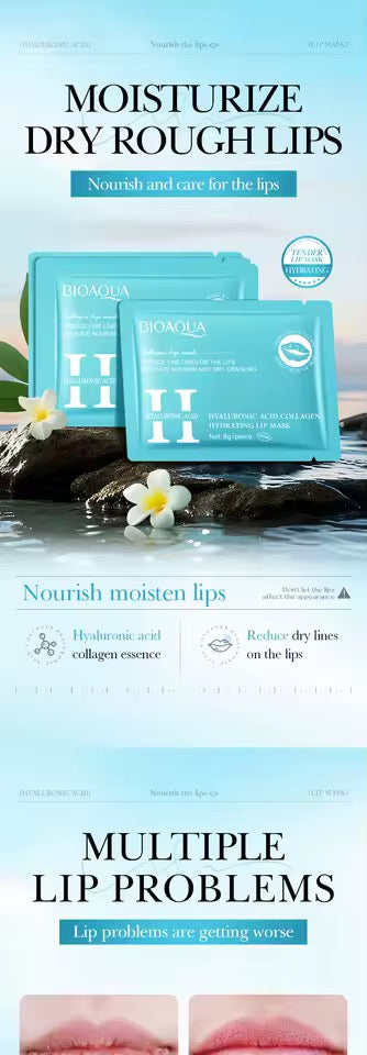 5pcs BIOAQUA Hyaluronic Acid Crystal Collagen Lip Mask Moisturizing Plump Lips Gel Masks Hydrating Lip Plumper Lips Skin Care