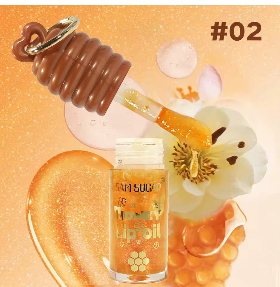 1 pcs SAM SUGAR  Honey Essence Lip Oil Long-Lasting Moisture, Reduces Lip Lines Transparent Hydrating Lip Gloss